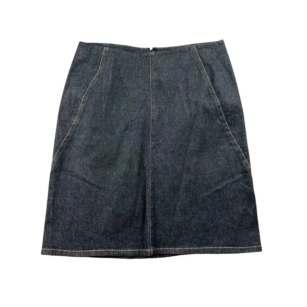 Y2K Ann Taylor LOFT Skirt Women 6P Black Mini Pencil Stretch Denim Workwear‎